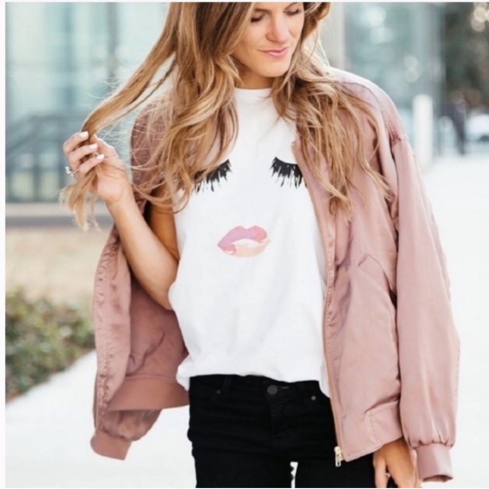 LEITH Rose Bomber Jacket with gold Detail Large